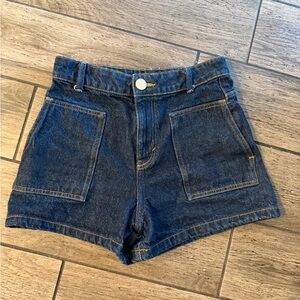 Zara Dark Blue Denim High-Waist Jean Shorts